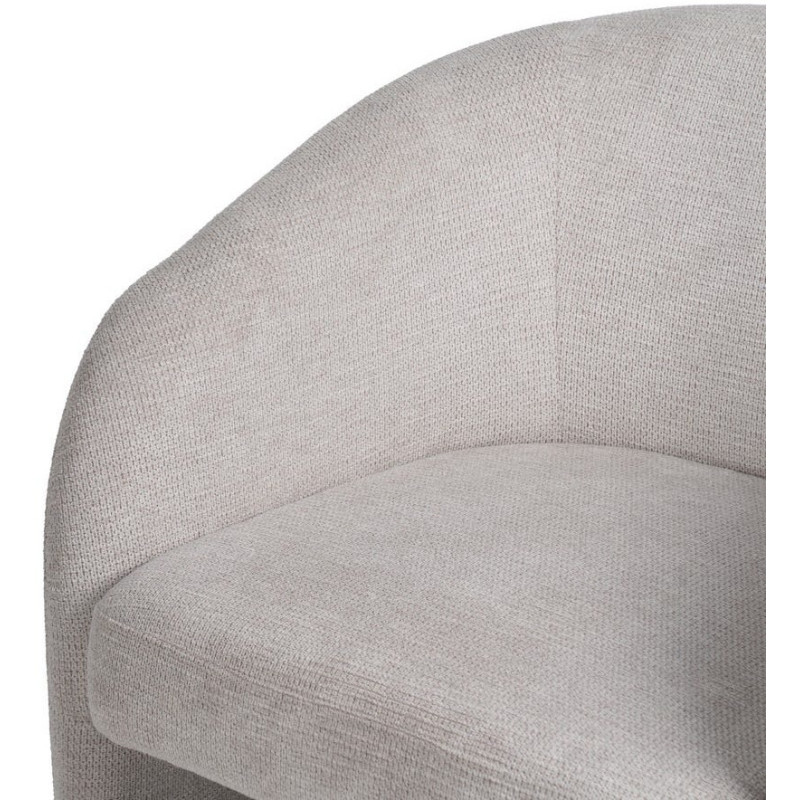 Fauteuil design organique moderne style années 70 revisité Tissu Beige Bois= Métal Solimio 