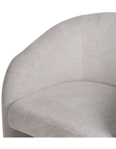 Fauteuil design organique moderne style années 70 revisité Tissu Beige Bois= Métal Solimio 