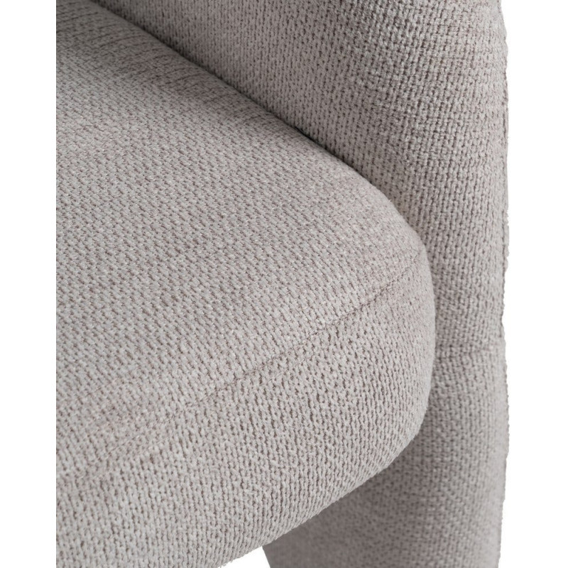 Fauteuil design organique moderne style années 70 revisité Tissu Beige Bois= Métal Solimio 