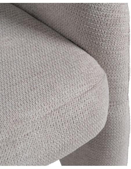 Fauteuil design organique moderne style années 70 revisité Tissu Beige Bois= Métal Solimio 