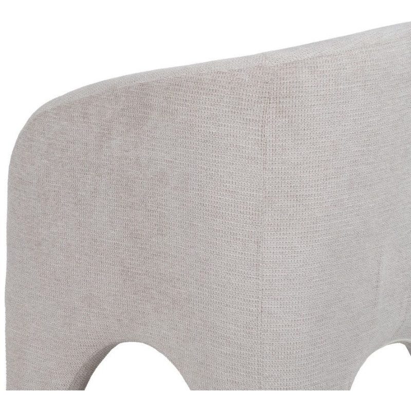 Fauteuil design organique moderne style années 70 revisité Tissu Beige Bois= Métal Solimio 