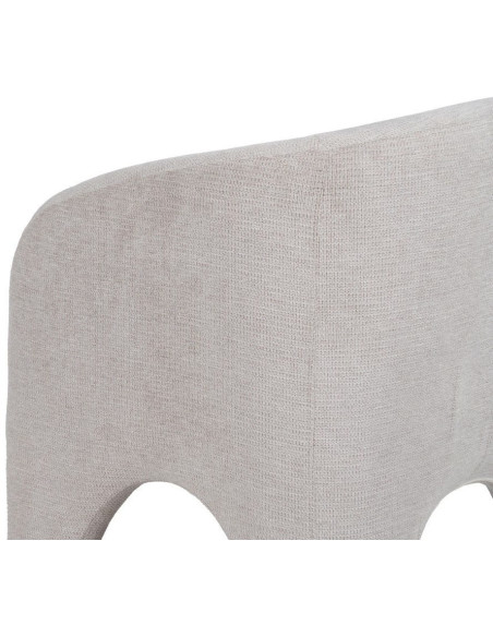 Fauteuil design organique moderne style années 70 revisité Tissu Beige Bois= Métal Solimio 