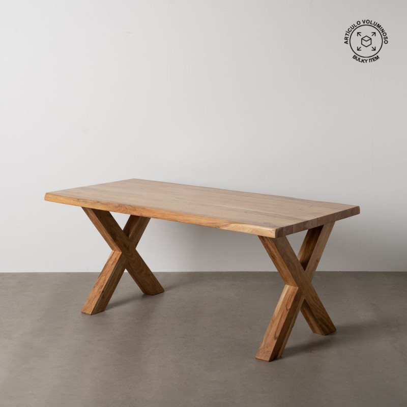 Grande Table à manger style campagne moderne Rectangulaire 6 personnes 180 cm Bois d'acacia Naturel Arvanio 
