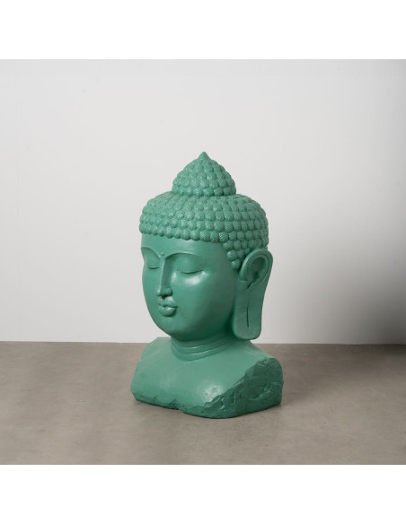 Grande Statue extérieur Tête de bouddha H 108 cm Résine de magnésium Turquoise Serenya 