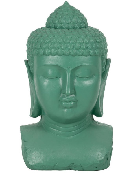 Grande Statue extérieur Tête de bouddha H 108 cm Résine de magnésium Turquoise Serenya