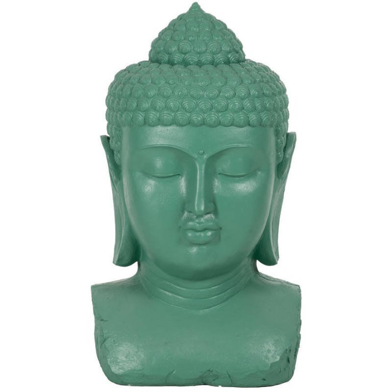 Grande Statue extérieur Tête de bouddha H 108 cm Résine de magnésium Turquoise Serenya