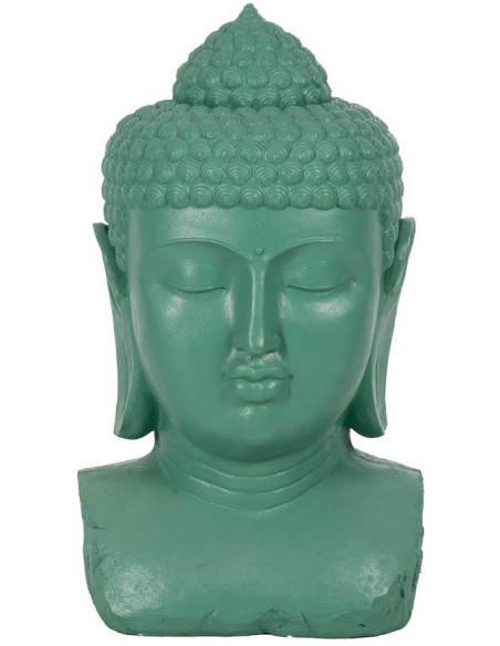 Grande Statue extérieur Tête de bouddha H 108 cm Résine de magnésium Turquoise Serenya