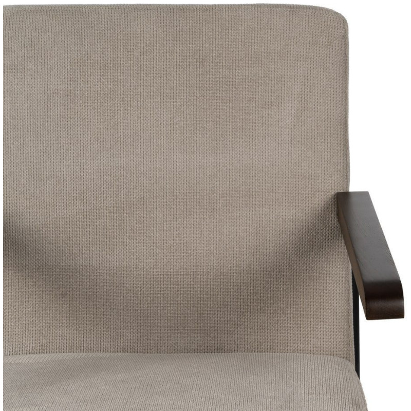 Fauteuil industriel vintage Tissu Vieux taupe Métal Noir Bois Marron foncé Arvello 