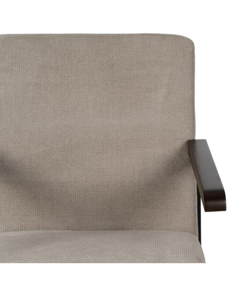 Fauteuil industriel vintage Tissu Vieux taupe Métal Noir Bois Marron foncé Arvello 