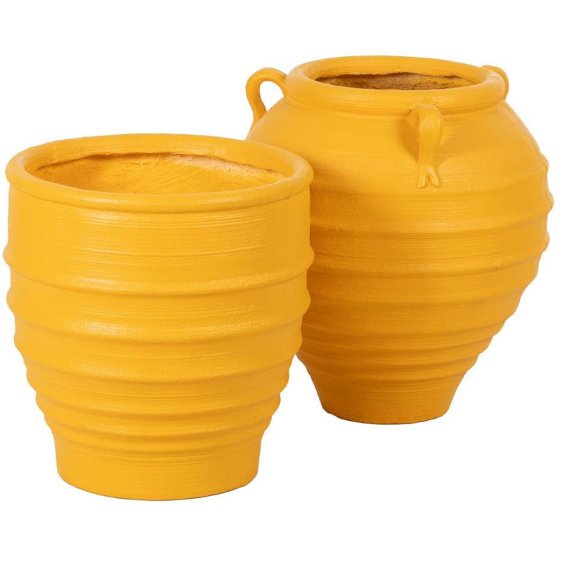 Grand Cache-pot XXL Vase méditerranéen Amphore H 60 cm Résine de magnésium Jaune Zurénia 