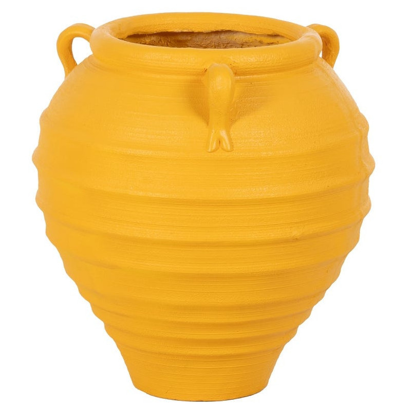 Grand Cache-pot XXL Vase méditerranéen Amphore H 60 cm Résine de magnésium Jaune Zurénia
