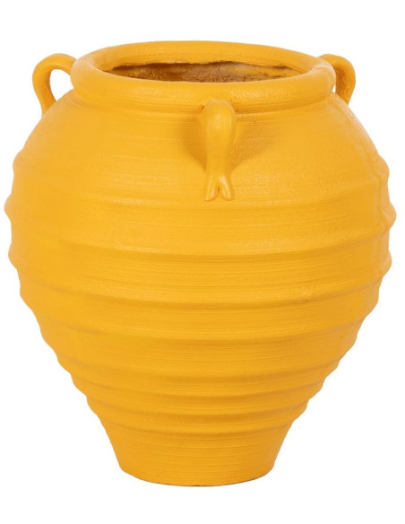Grand Cache-pot XXL Vase méditerranéen Amphore H 60 cm Résine de magnésium Jaune Zurénia