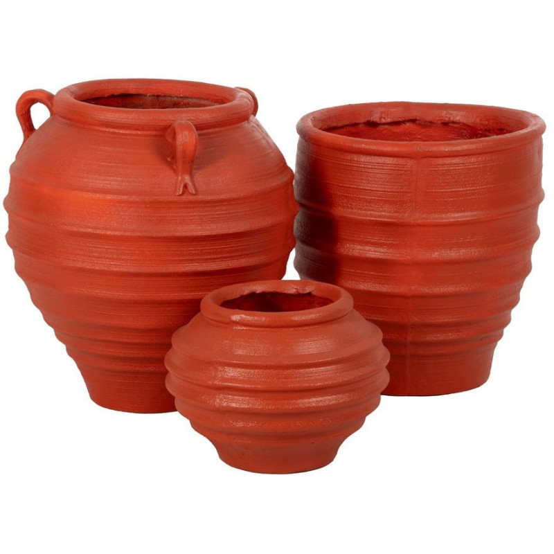 Grand Cache-pot XXL Vase méditerranéen Amphore H 60 cm Résine de magnésium Terracotta Zurénia 