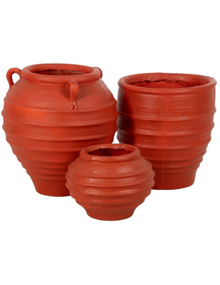 Grand Cache-pot XXL Vase méditerranéen Amphore H 60 cm Résine de magnésium Terracotta Zurénia 