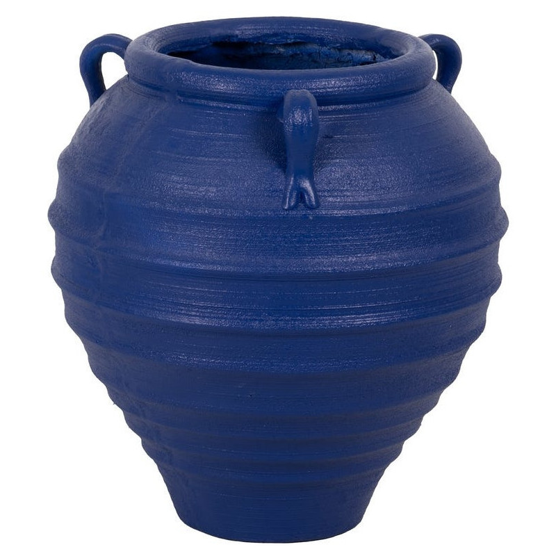Grand Cache-pot XXL Vase méditerranéen Amphore H 60 cm Résine de magnésium Bleu foncé Zurénia