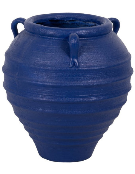 Grand Cache-pot XXL Vase méditerranéen Amphore H 60 cm Résine de magnésium Bleu foncé Zurénia
