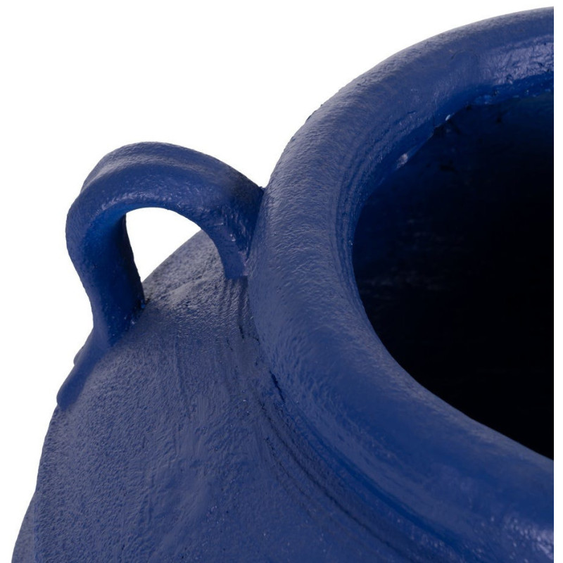 Grand Cache-pot XXL Vase méditerranéen Amphore H 60 cm Résine de magnésium Bleu foncé Zurénia 