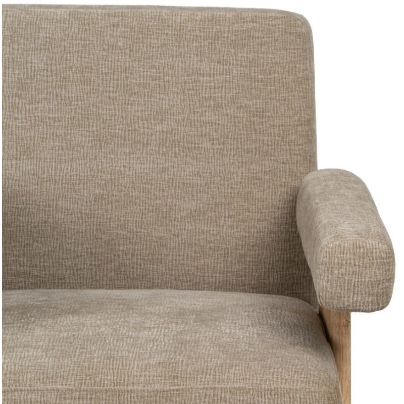 Fauteuil scandinave vintage Tissu Beige Bois d'hévéa Naturel Lenviro 