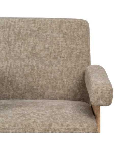 Fauteuil scandinave vintage Tissu Beige Bois d'hévéa Naturel Lenviro 