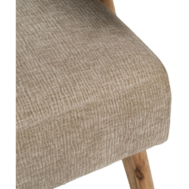 Fauteuil scandinave vintage Tissu Beige Bois d'hévéa Naturel Lenviro 