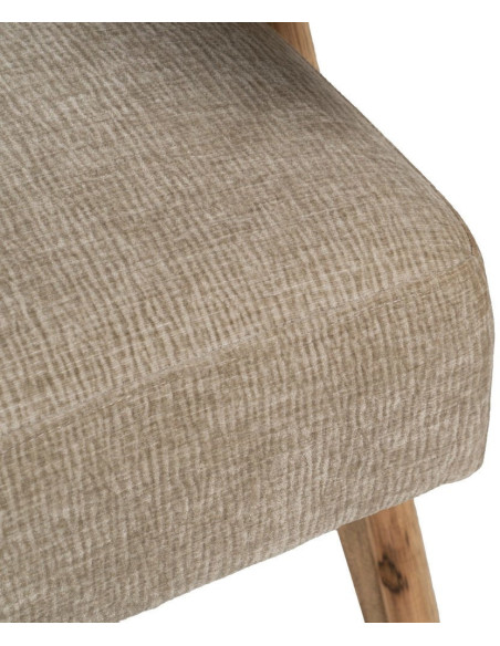 Fauteuil scandinave vintage Tissu Beige Bois d'hévéa Naturel Lenviro 