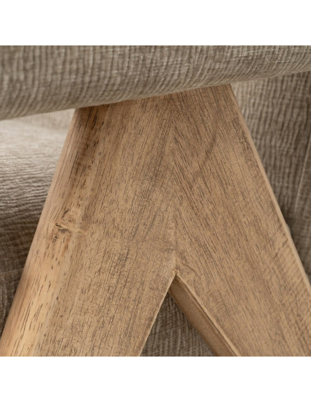 Fauteuil scandinave vintage Tissu Beige Bois d'hévéa Naturel Lenviro 