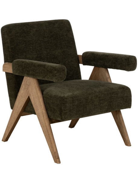 Fauteuil scandinave vintage Tissu Vert Bois d'hévéa Naturel Lenviro 