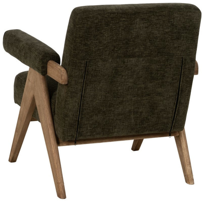 Fauteuil scandinave vintage Tissu Vert Bois d'hévéa Naturel Lenviro 