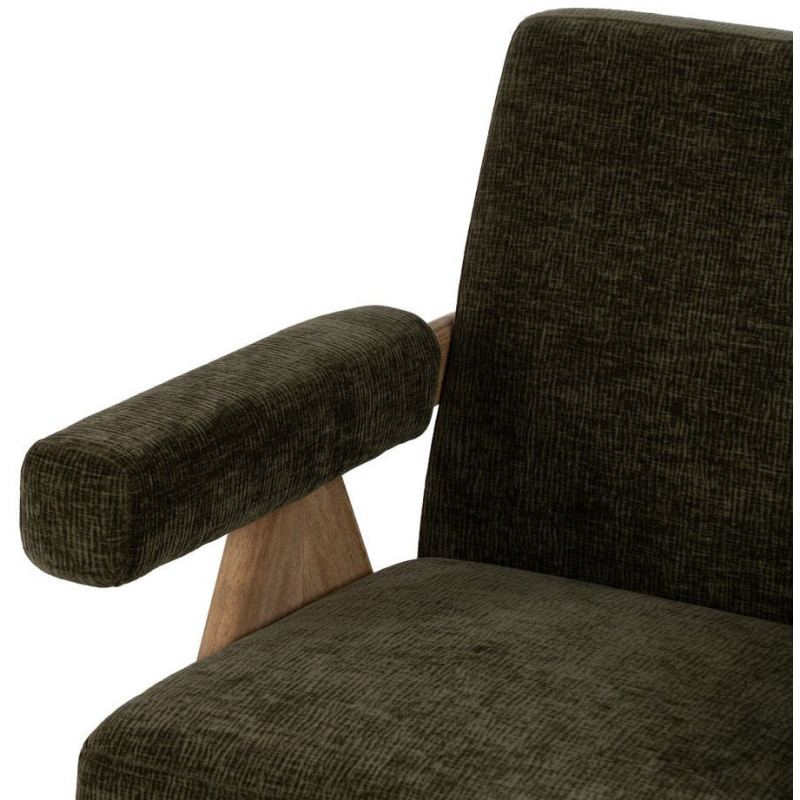 Fauteuil scandinave vintage Tissu Vert Bois d'hévéa Naturel Lenviro 