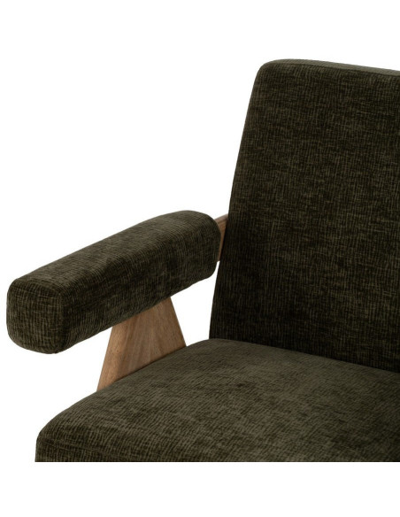 Fauteuil scandinave vintage Tissu Vert Bois d'hévéa Naturel Lenviro 