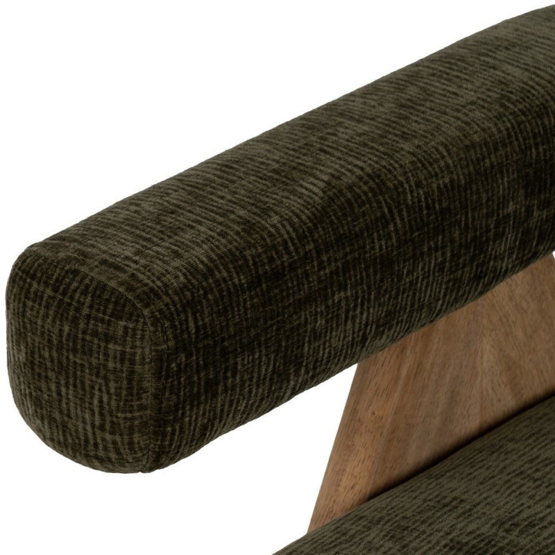 Fauteuil scandinave vintage Tissu Vert Bois d'hévéa Naturel Lenviro 