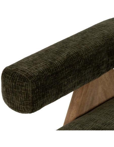 Fauteuil scandinave vintage Tissu Vert Bois d'hévéa Naturel Lenviro 