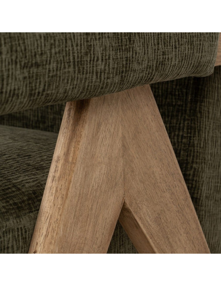 Fauteuil scandinave vintage Tissu Vert Bois d'hévéa Naturel Lenviro 