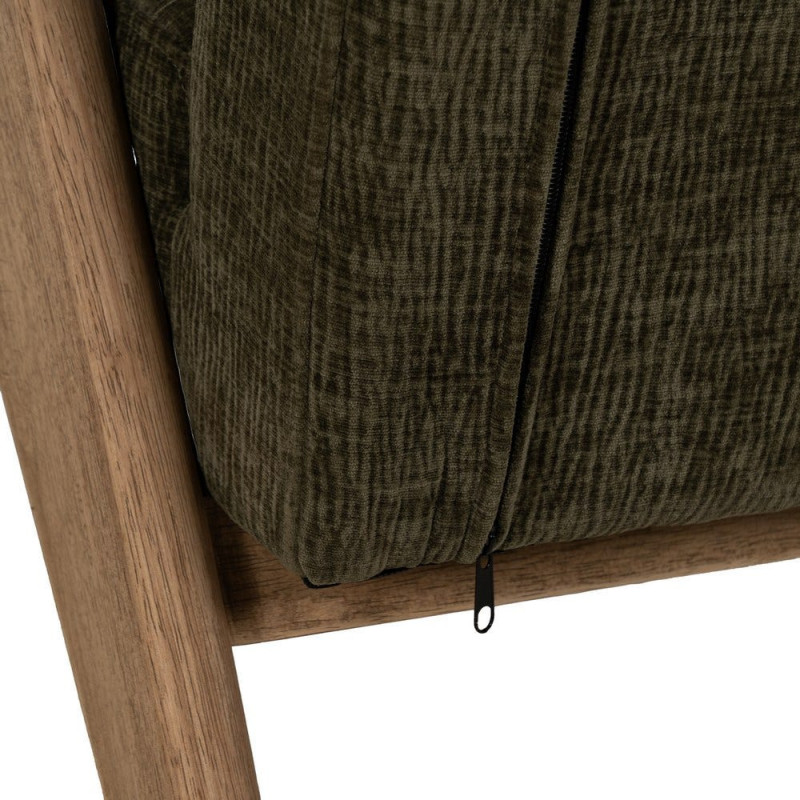 Fauteuil scandinave vintage Tissu Vert Bois d'hévéa Naturel Lenviro 