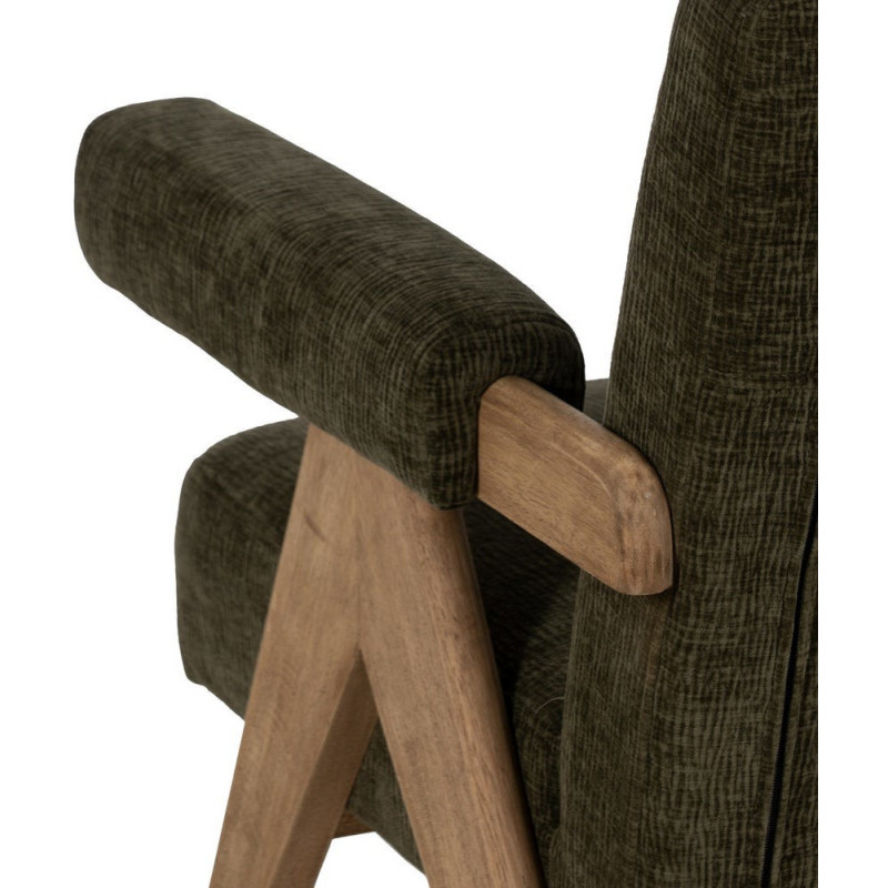 Fauteuil scandinave vintage Tissu Vert Bois d'hévéa Naturel Lenviro 