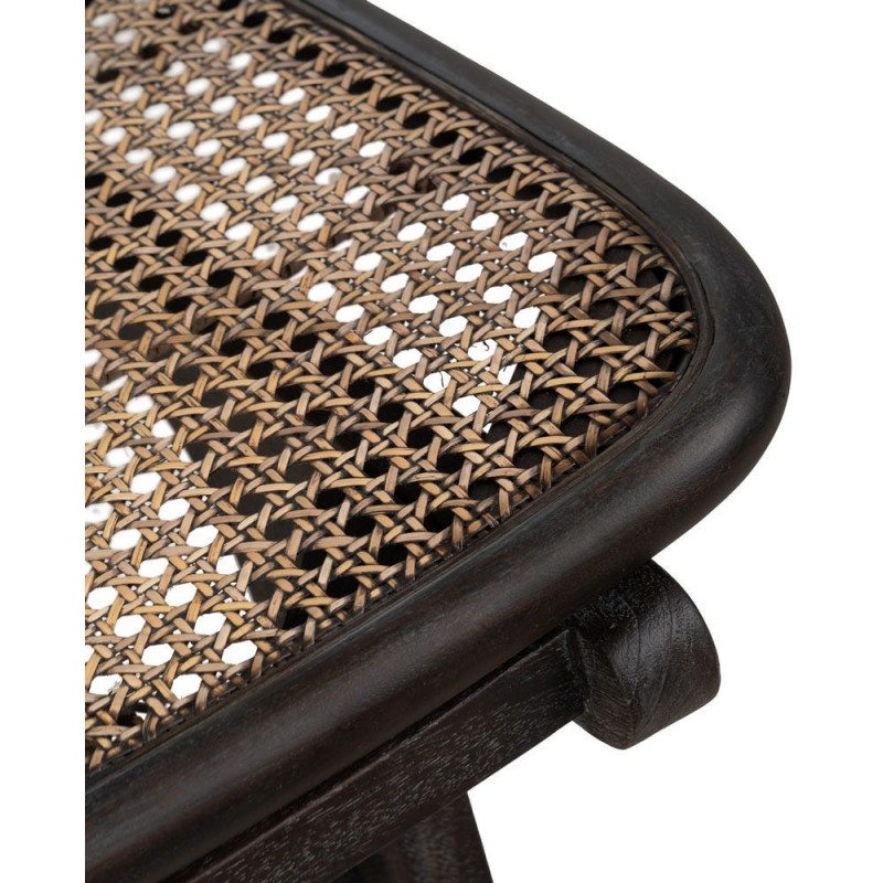 Fauteuil lounge style japandi Rotin Naturel Bois de teck Noir Kanovo 