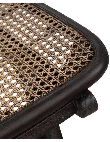 Fauteuil lounge style japandi Rotin Naturel Bois de teck Noir Kanovo 