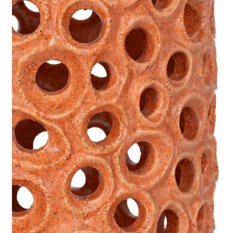 Grand Vase déco XXL ajouré style méditerranéen Cylindrique H 54 cm Céramique Orange Torvano 