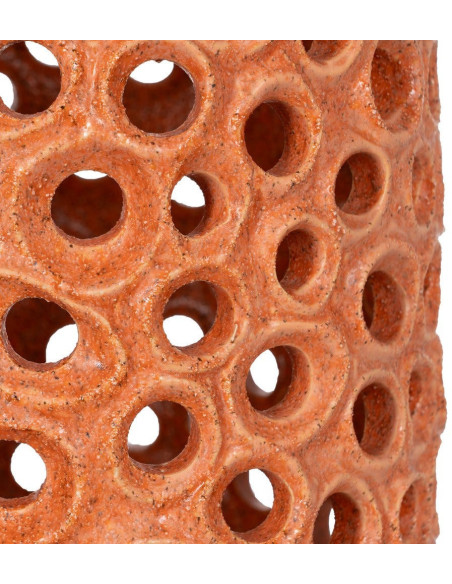 Grand Vase déco XXL ajouré style méditerranéen Cylindrique H 54 cm Céramique Orange Torvano 