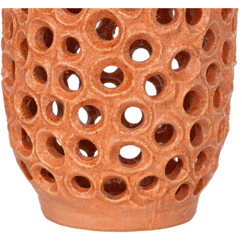 Grand Vase déco XXL ajouré style méditerranéen Cylindrique H 54 cm Céramique Orange Torvano 