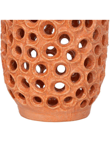 Grand Vase déco XXL ajouré style méditerranéen Cylindrique H 54 cm Céramique Orange Torvano 