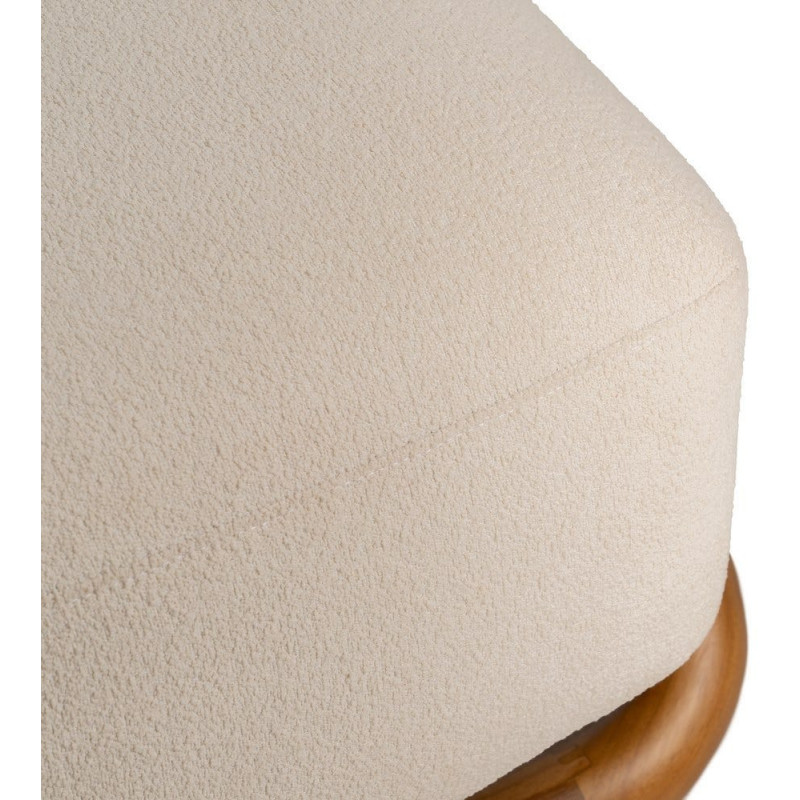 Fauteuil lounge Japandi minimaliste Tissu Blanc Bois de teck Marron Bamboro 