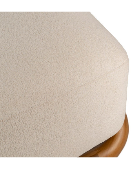 Fauteuil lounge Japandi minimaliste Tissu Blanc Bois de teck Marron Bamboro 