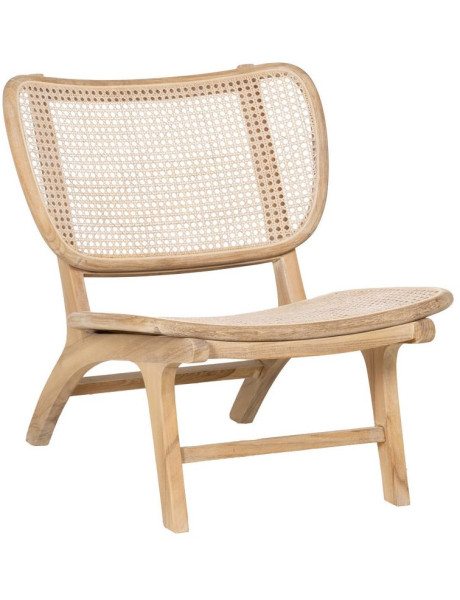 Fauteuil lounge style japandi Rotin Naturel Bois de teck Kanovo 