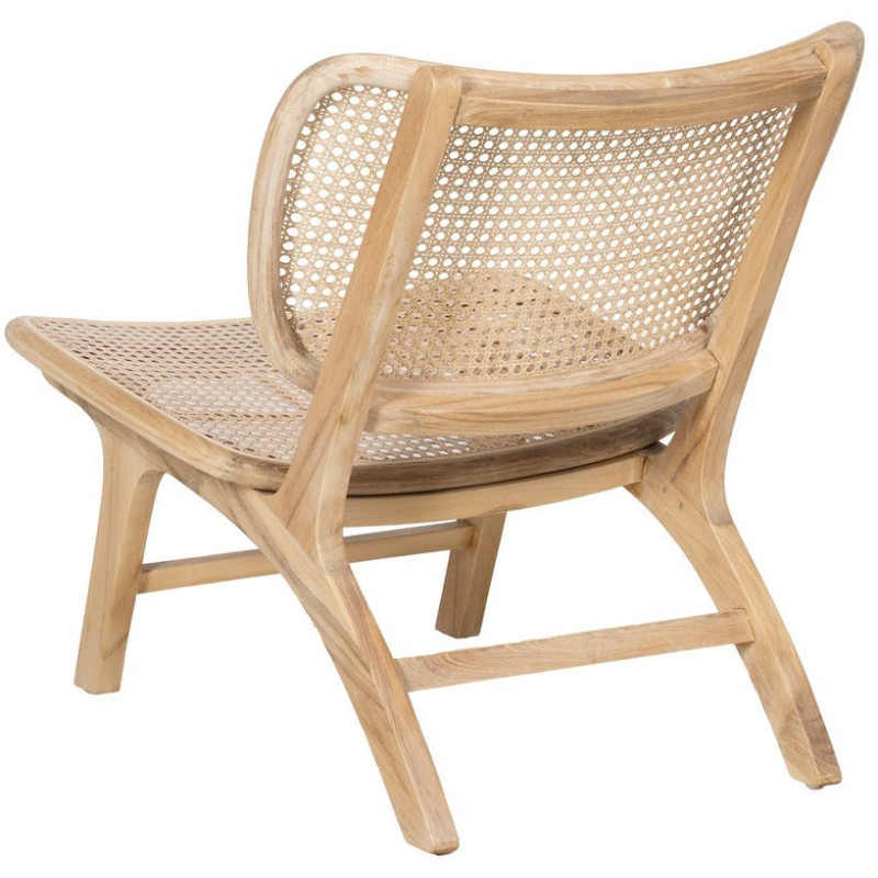 Fauteuil lounge style japandi Rotin Naturel Bois de teck Kanovo 