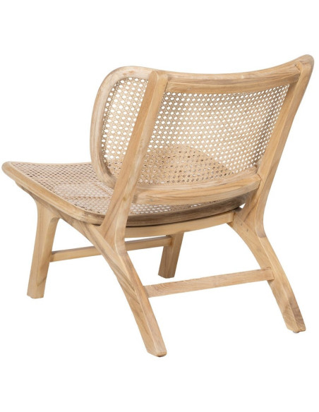 Fauteuil lounge style japandi Rotin Naturel Bois de teck Kanovo 