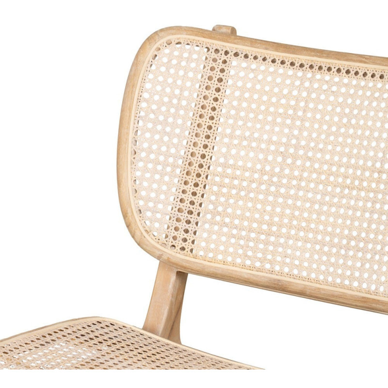 Fauteuil lounge style japandi Rotin Naturel Bois de teck Kanovo 