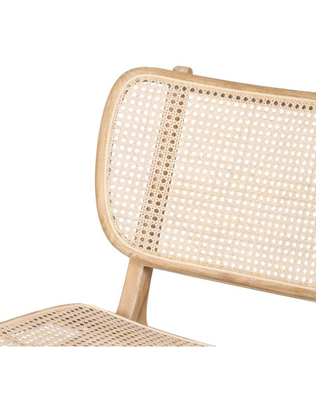 Fauteuil lounge style japandi Rotin Naturel Bois de teck Kanovo 