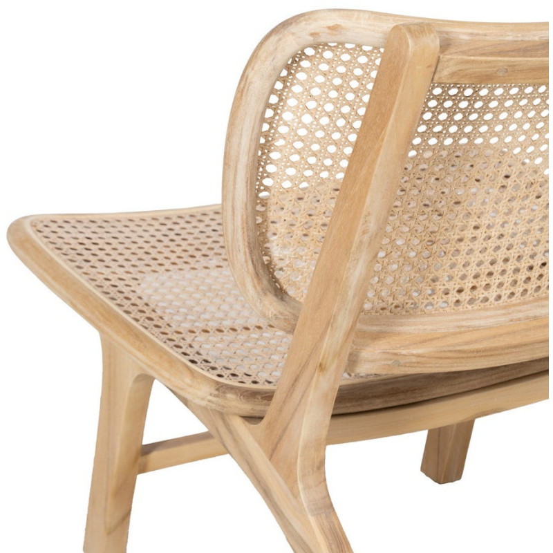 Fauteuil lounge style japandi Rotin Naturel Bois de teck Kanovo 
