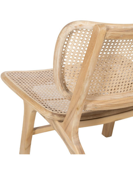 Fauteuil lounge style japandi Rotin Naturel Bois de teck Kanovo 